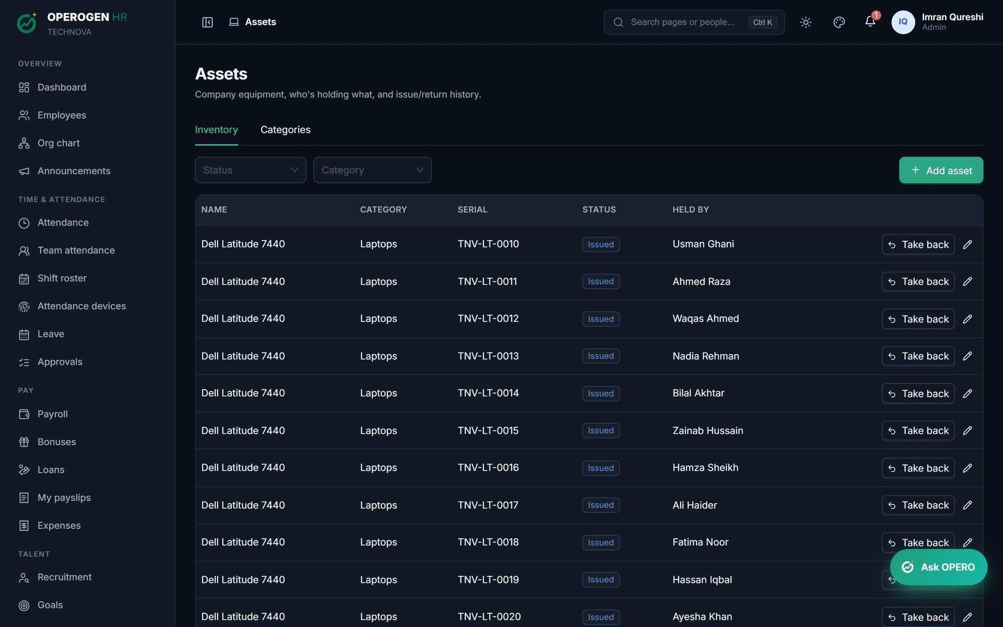 Assets in OPEROGEN HR